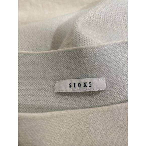 Sione Women's Sweater M Star Print Long Sleeve Metallic White Knit Pullover - Picture 3 of 8